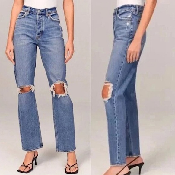 Abercrombie & Fitch | Women’s medium blue Curve Love The Dad High Rise Jeans, 27 - Picture 14 of 15